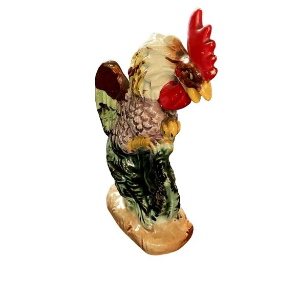 Ceramic Rooster Figurine Multicolor Hand-Painted Mid-Century Farmhouse Decor Vin - Picture 2 of 13